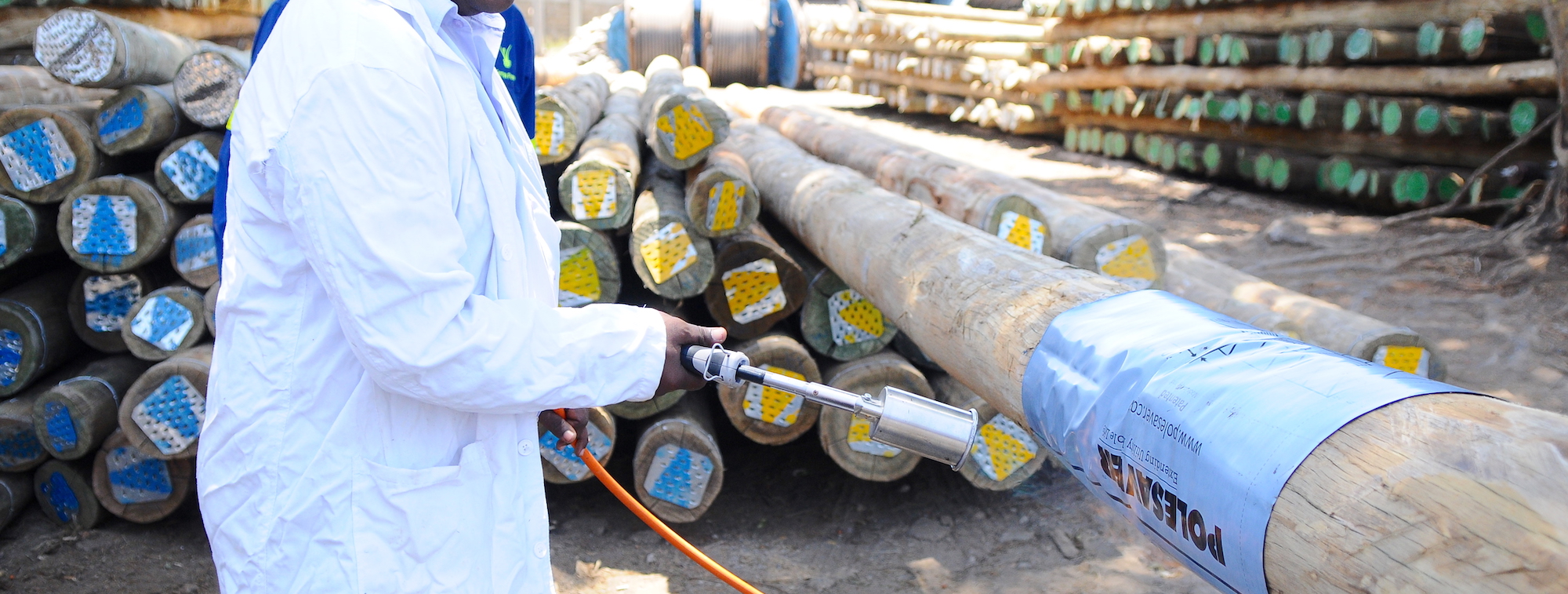 Polesaver Sleeve being applied in Kenya, Africa