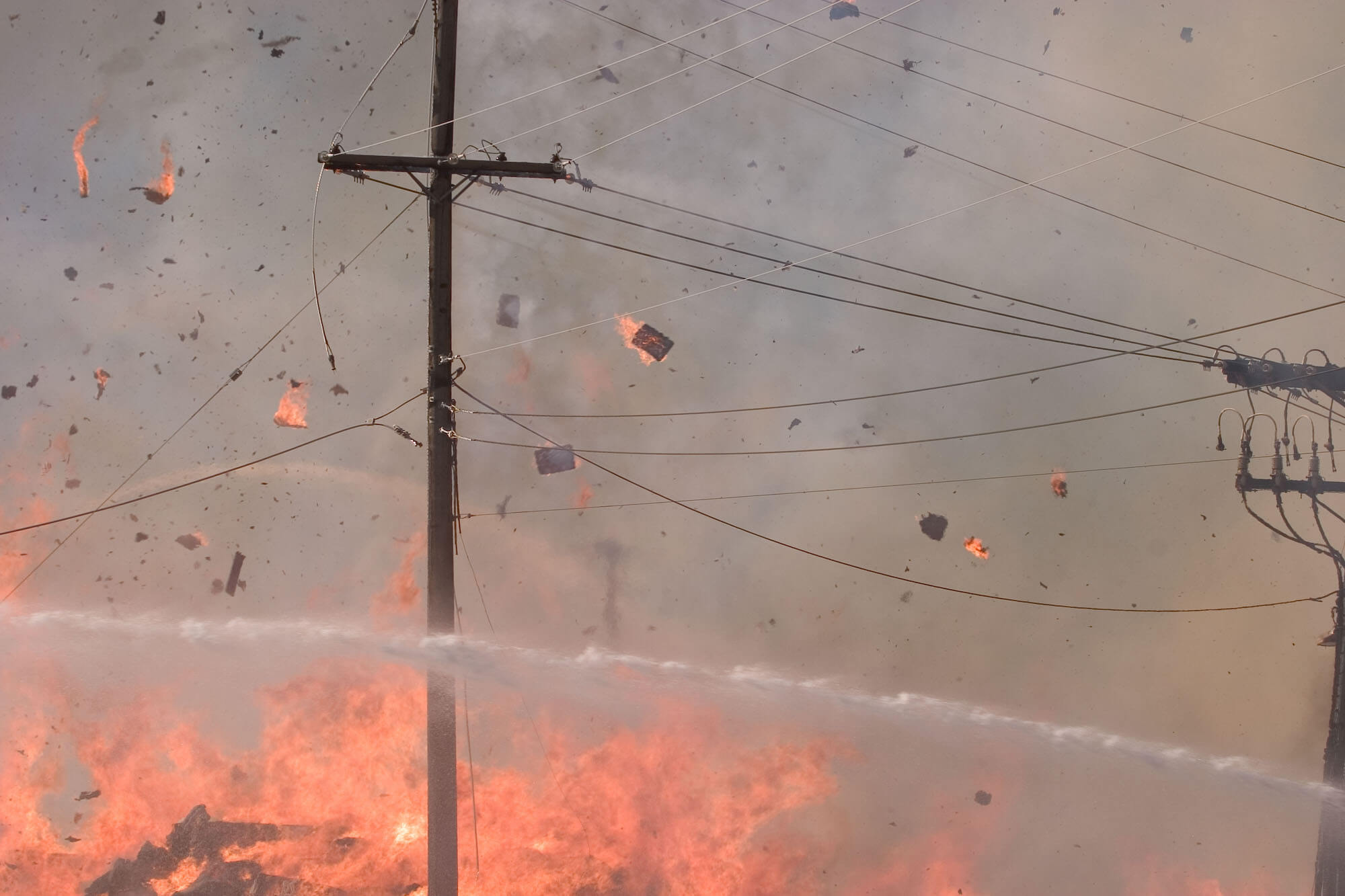 Image showing utility pole on fire in the USA